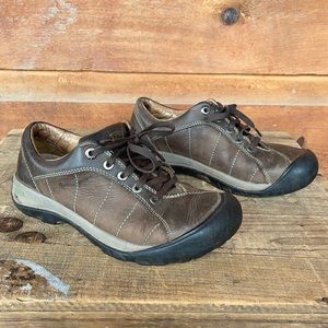Keen Brown Leather Hiking Shoes Lace Up Size 7